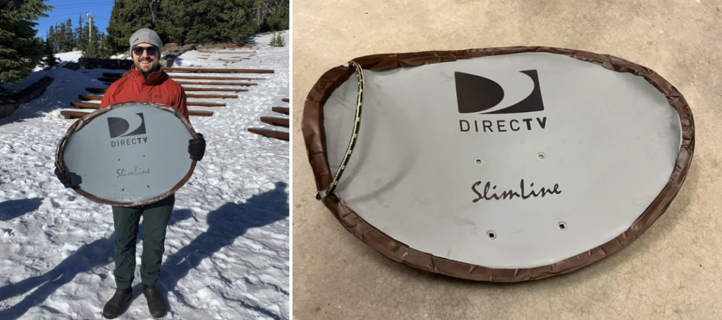 como elaborar un Trineo de nieve hecho con una antena parabólica de televisión